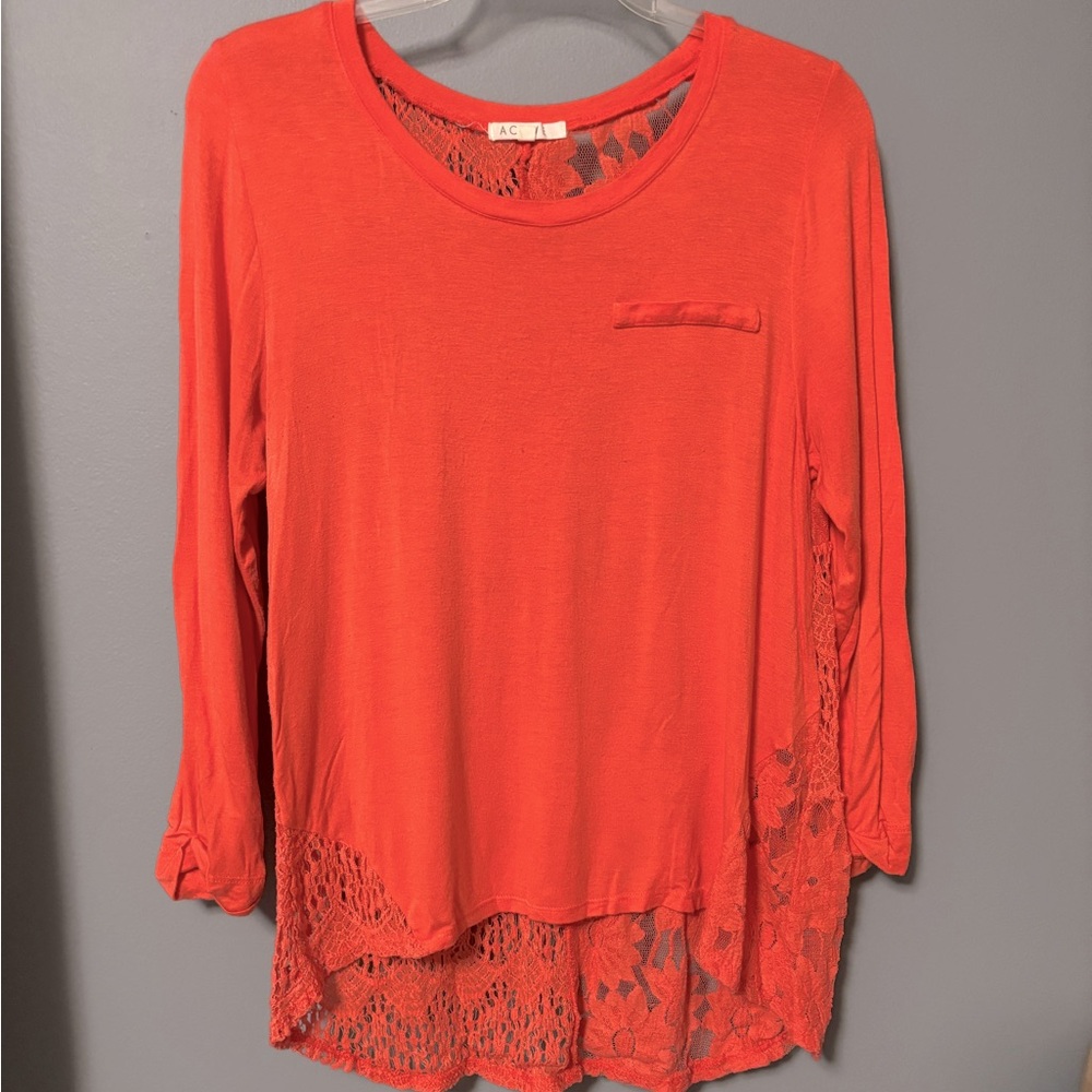 Lace, coral top
